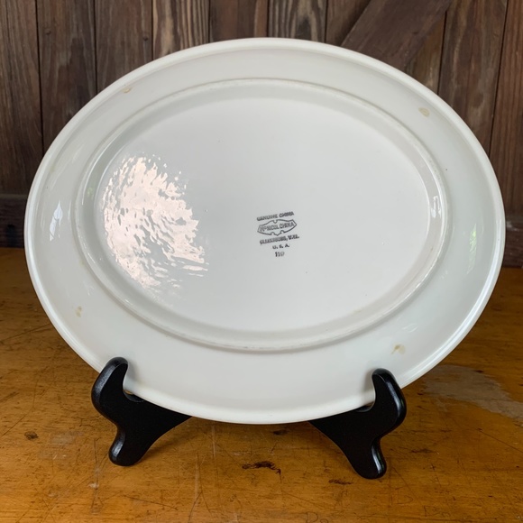 Vintage McNicol China Green Scroll Oval Platter - Picture 7 of 8